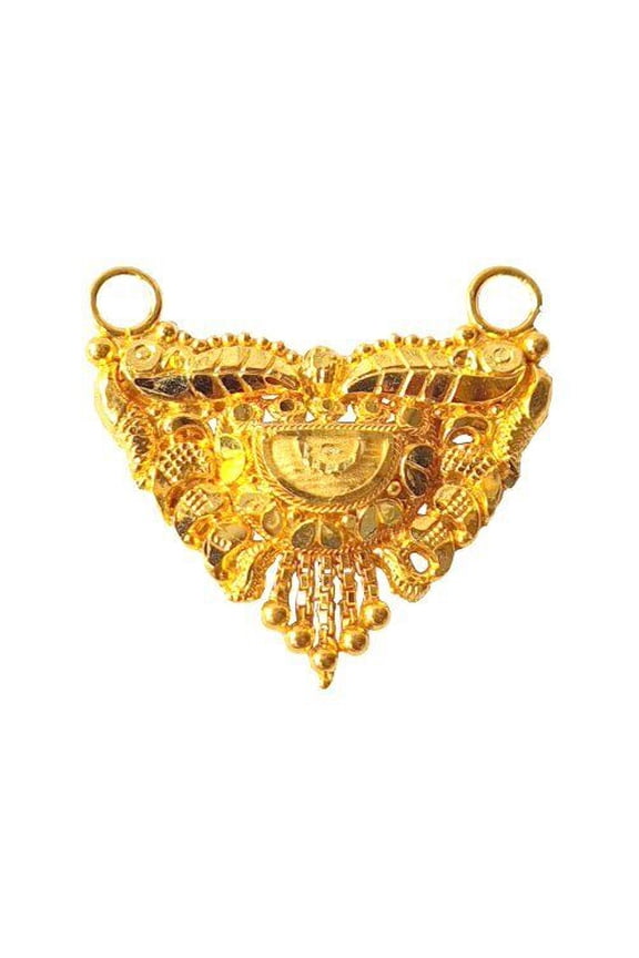 22K/18K Real Certified Fine Yellow Gold Abstract Mangalsutra Pendant