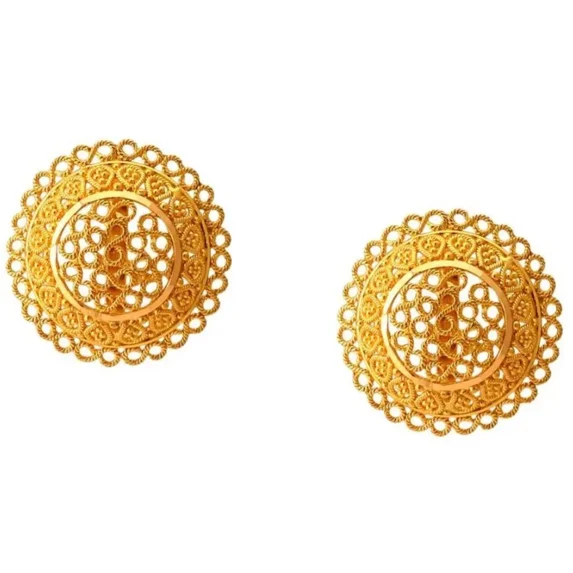 22K/18K Real Certified Fine Yellow Gold Beautiful Round Stud Earrings