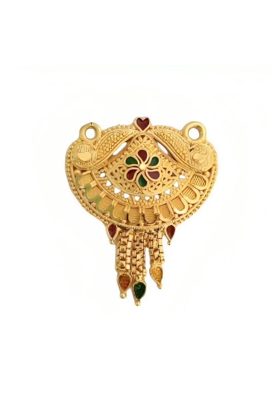 22K/18K Real Certified Fine Yellow Gold Carved Mangalsutra Pendant