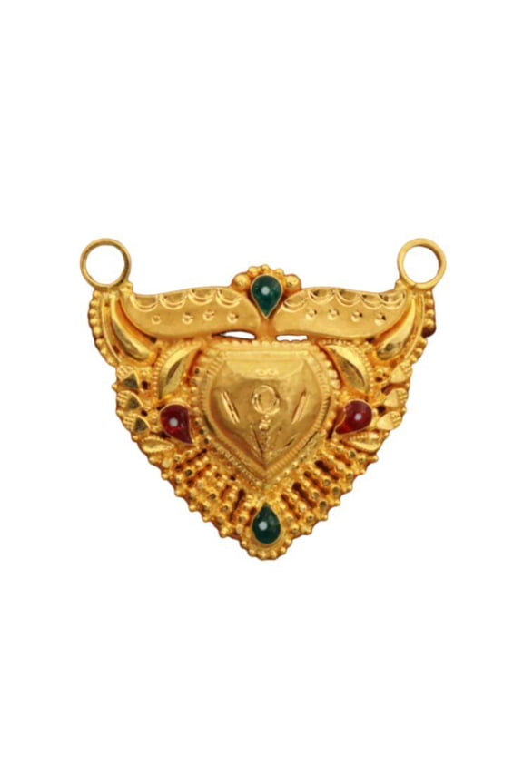 22K/18K Real Certified Fine Yellow Gold Carved Mangalsutra Pendant