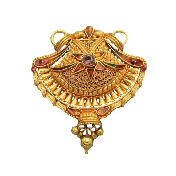 22K/18K Real Certified Fine Yellow Gold Carved Mangalsutra Pendant