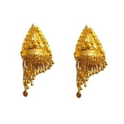 22K/18K Real Certified Fine Yellow Gold Elegant Triangle Dangle Earrings