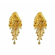 22K/18K Real Certified Fine Yellow Gold Elegant Triangle Dangle Earrings