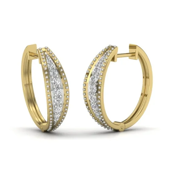 22K/18K Real Certified Fine Yellow Gold Pretty Hoop Earrings