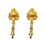22K/18K Real Certified Fine Yellow Gold Triangle Dangle Earrings
