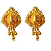 22K/18K Real Certified Fine Yellow Gold Triangle Shape Dangle Earrings