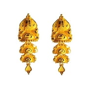 22K/18K Real Certified Fine Yellow Gold Triple Triangle Dangle Earrings