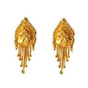 22K/18K Real Certified Fine Yellow Gold Triple Triangle Dangle Earrings