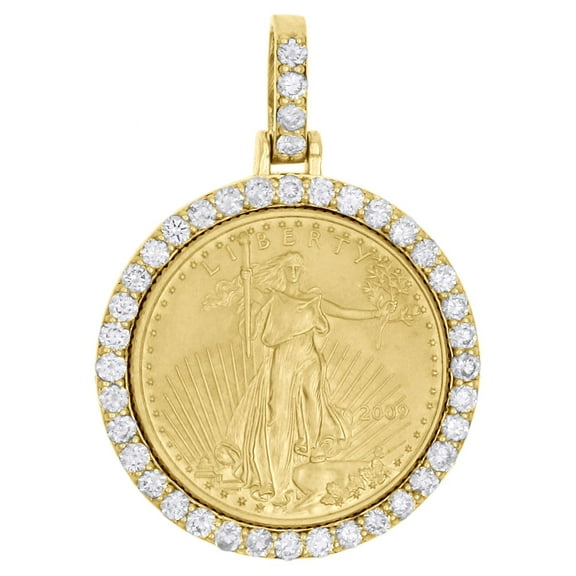 22K American Eagle Gold Coin 1/10th oz. & 10K Diamond Mounting Pendant 0.63 CT.