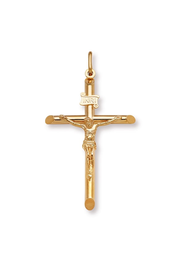 22K Fully Solid Gold Crucifix Pendant Necklace for Men