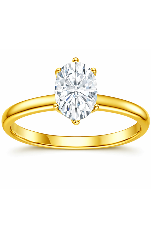 22K Gold Vermeil Moissanite Solitaire Ring
