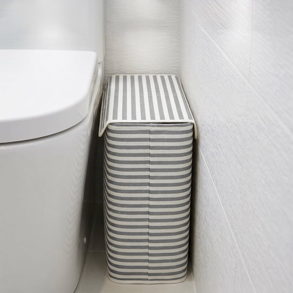 22L Foldable Toilet Paper Storage Basket with Lid Freestanding Bathroom Tissue Organizer for Towels Toiletries