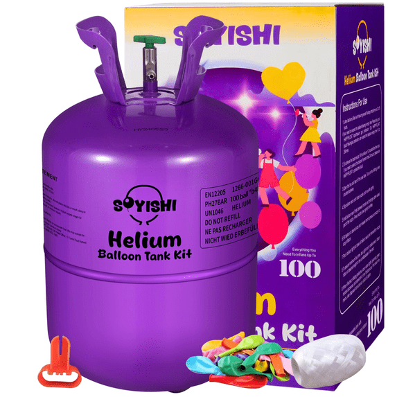 22L Helium Tank for Balloons at Home with 100 Assorted Latex Balloons ...