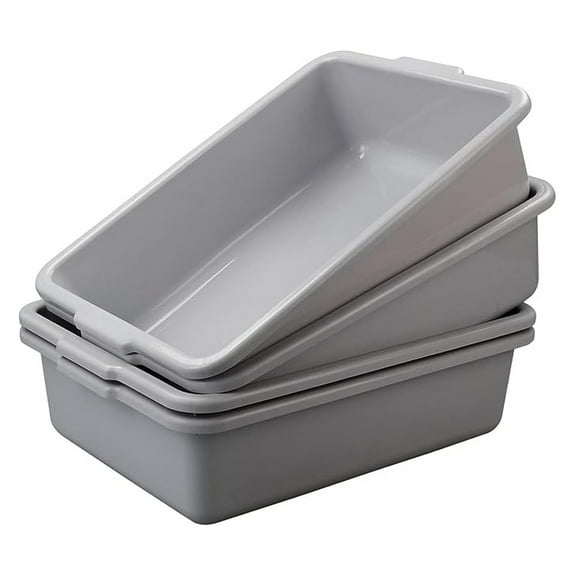 22L Tote Box 4 Pack - Food Serving Bus Tubs, Grey - Commercial Kitchen Storage Containers - Restaurant, Bar, Hotel Supplies - 21x15.35x5.9 Inch