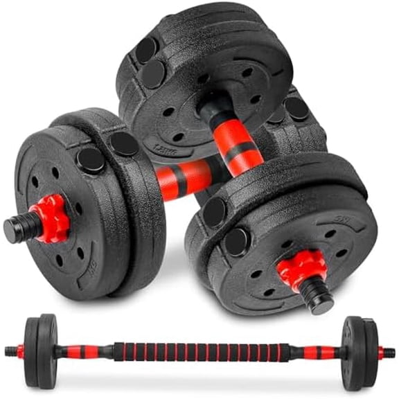 22LB Adjustable Dumbbell Set, Barbell with Thick Connecting Bumper Plate Combo for Strength Gym Training, Men and Women Free Weight Set Fitness Home Equipment$$Sport & Recreation Other