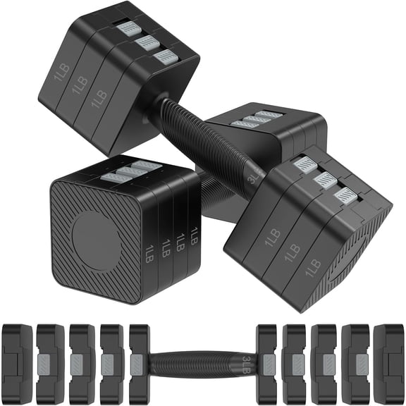 22LBS Adjustable Dumbbells Set, Hand Weights Sets with 5 Levels 3lb, 5lb, 7lb, 9lb, 11lb, Adjustable Weight Dumbbells for Women/Men  Gym Full  Workout