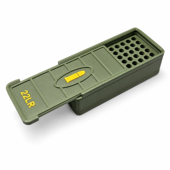 .22LR Ammo Storage Box Hard 3D-printedBullet Holder Case Sliding Lid Ammunition Organizer Container Available Capacity for Shooting Range Outdoor Use