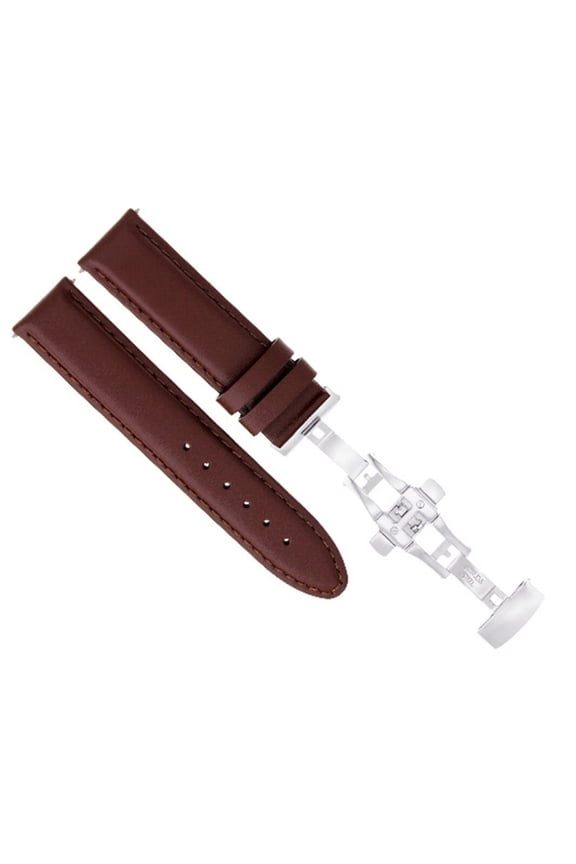 22MM GENUINE LEATHER WATCH BAND SMOOTH STRAP DEPLOYMENT FOR IWC LIGHT BROWN