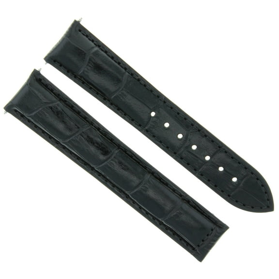 22MM GENUINE LEATHER WATCH STRAP BAND DEPLOYMENT CLASP FOR ZENITH WATCH BLACK