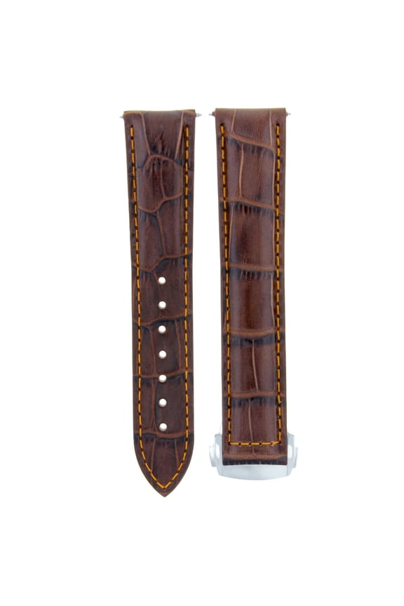 22MM LEATHER BAND STRAP BUCKLE CLASP FOR OMEGA SEAMASTER PLANET WATCH L/BROWN OS