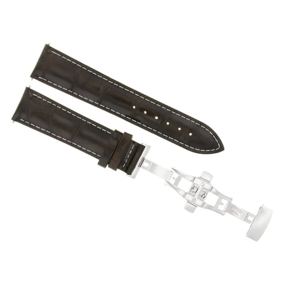 22MM LEATHER BAND STRAP DEPLOYMENT CLASP FOR SEIKO SNN241 SVP880 DARK BROWN WS