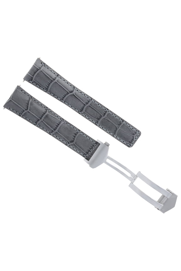 22MM LEATHER BAND STRAP DEPLOYMENT CLASP FOR TAG HEUER CARRERA 1887 MONACO GREY