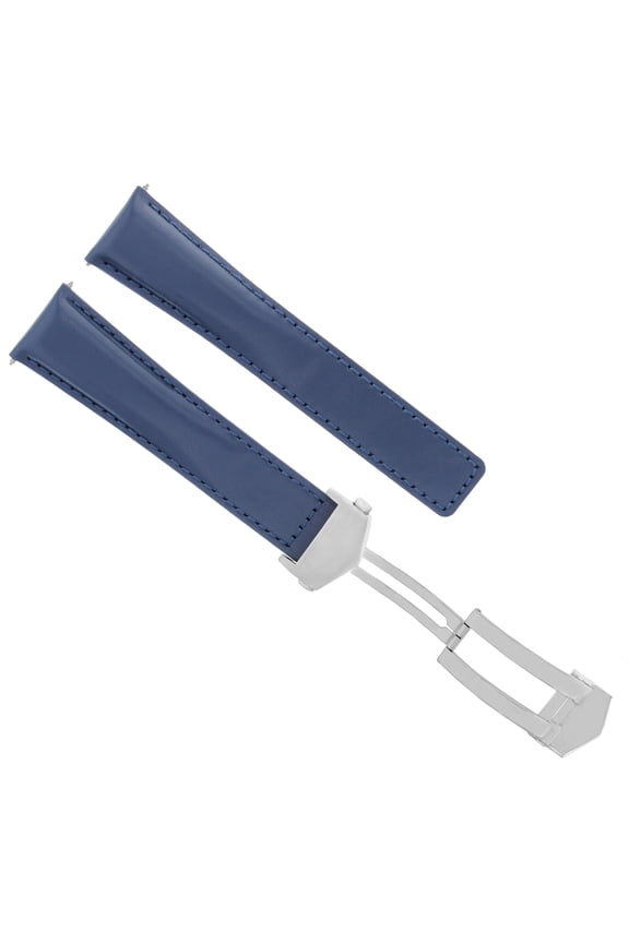 22MM LEATHER BAND STRAP DEPLOYMENT CLASP FOR TAG HEUER MONACO CALIBRE 12 F1 BLUE