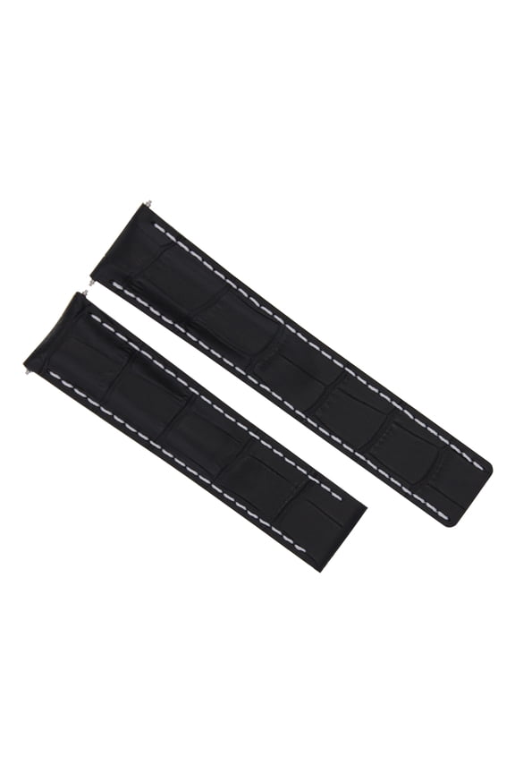 22MM LEATHER BAND STRAP FOR BREITLING BENTLEY DEPLOYMENT BUCKLE CLASP BLACK WS