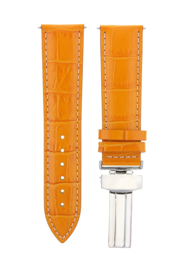 22MM LEATHER BAND STRAP FOR BREITLING NAVITIMER CHRONOMAT COLT AVENGER ORANGE WS