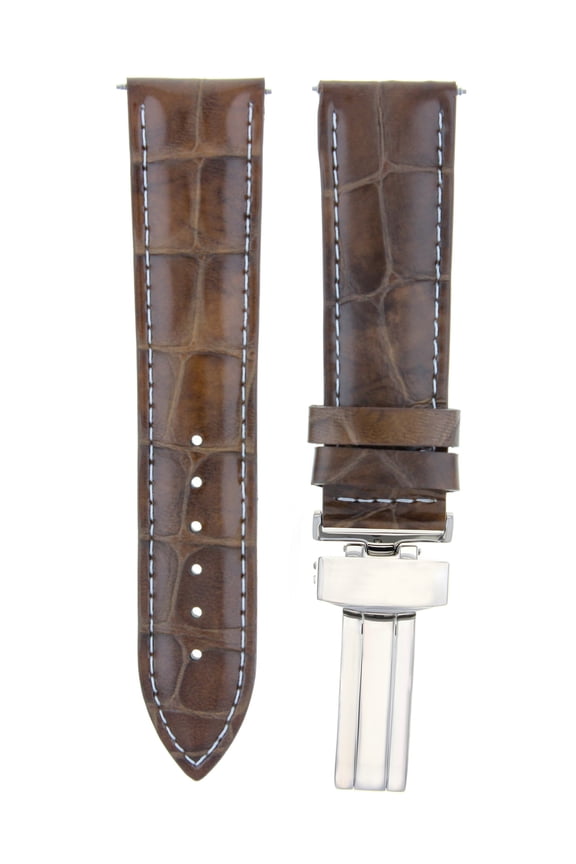 22MM LEATHER BAND STRAP FOR FRANCK MULLER LIGHT WATCH DEPLOYMENT CLASP BROWN WS