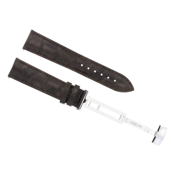 22MM LEATHER BAND STRAP FOR OMEGA SEAMASTER PLANET OCEAN DEPLOY CLASP D/BROWN