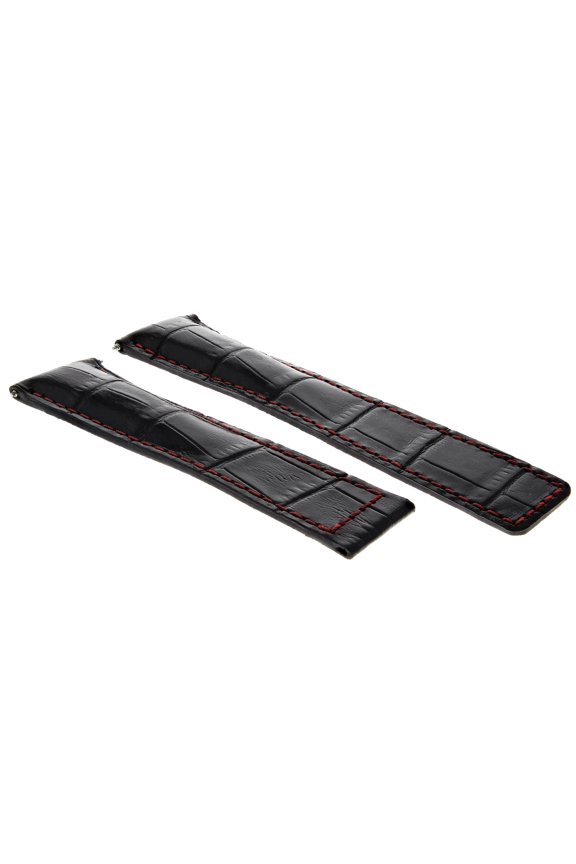 22MM LEATHER BAND STRAP FOR TAG HEUER CARRERA MONACO 12 CAW2111 BLACK RED STITCH