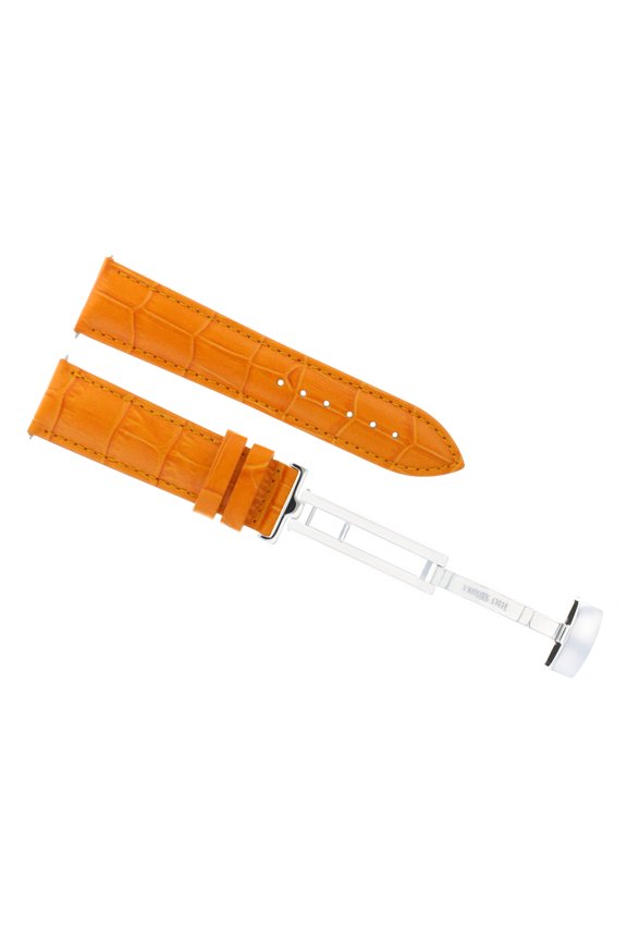22MM LEATHER BAND STRAP FOR TAG HEUER CARRERA MONACO DEPLOYMENT CLASP ORANGE