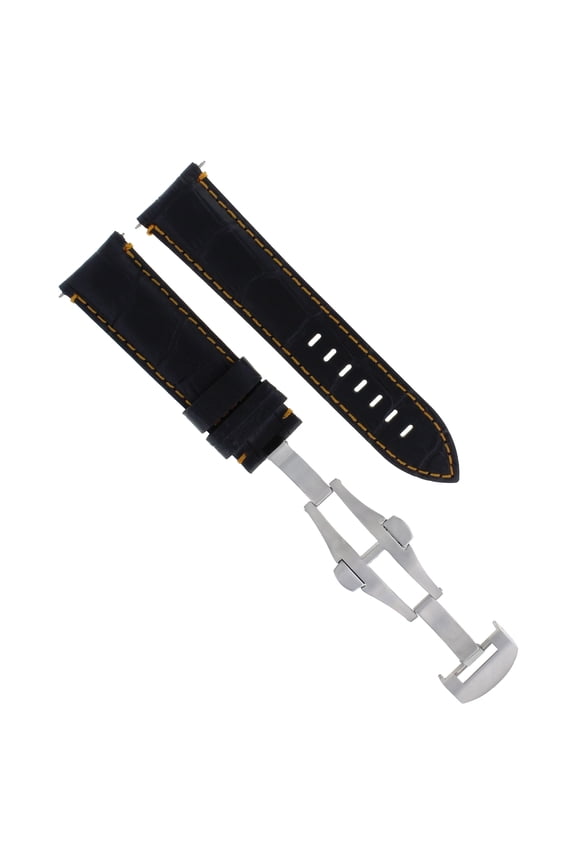 22MM LEATHER BAND WATCH STRAP FOR 46MM BREITLING NAVITIMER A24322 GMT BLACK OS