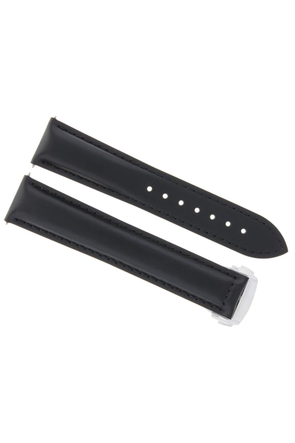 22MM LEATHER BAND WATCH STRAP FOR ORIS ARTIX SPORT WATCH DEPLOYMENT CLASP BLACK