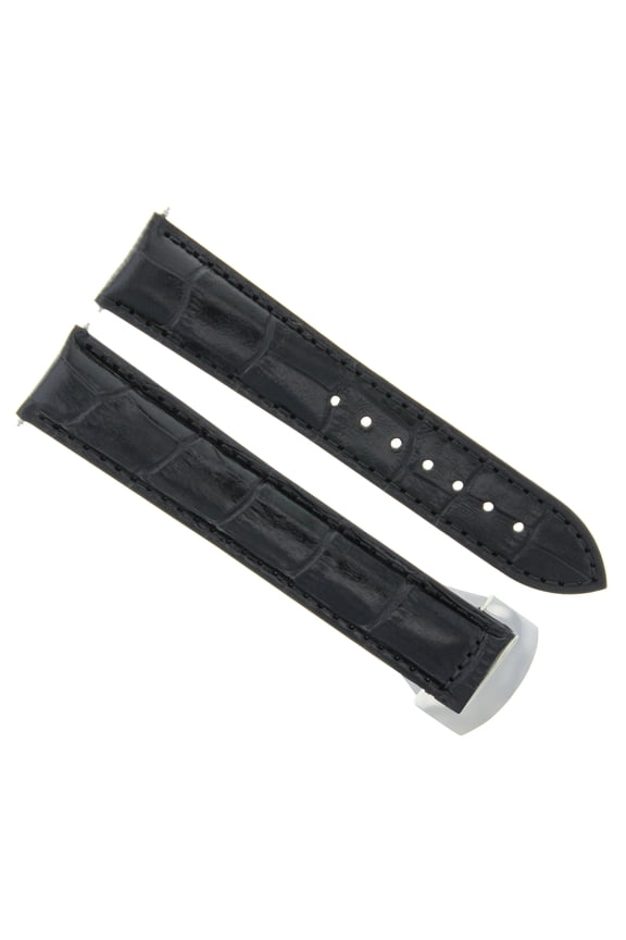 22MM LEATHER STRAP BAND DEPLOYMENT BUCKLE CLASP FOR ORIS ARTIX SPORT WATCH BLACK