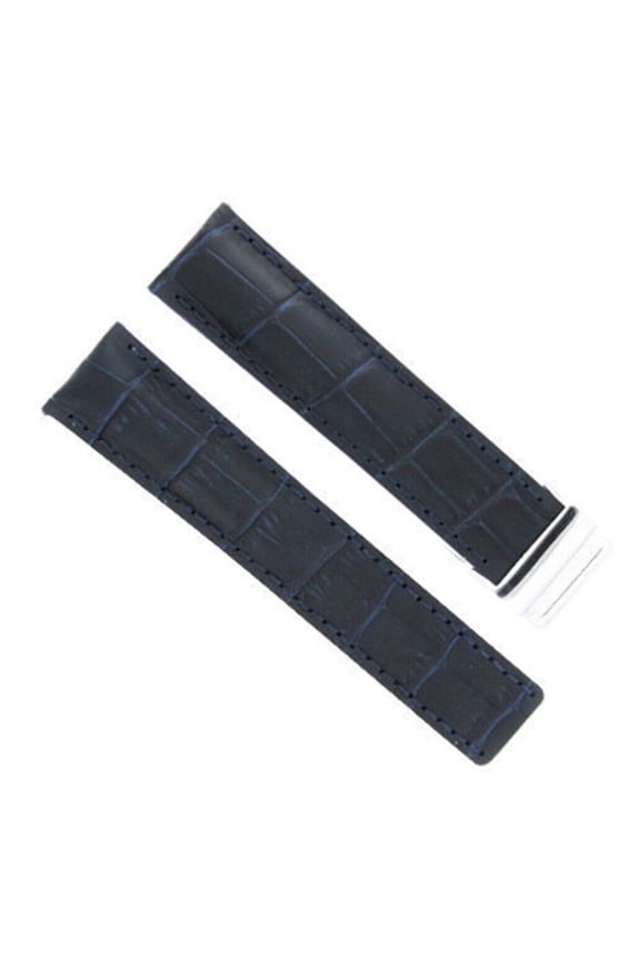 22MM LEATHER STRAP BAND FOR BREITLING NAVITIMER DEPLOYMENT CLASP SHINY BLUE