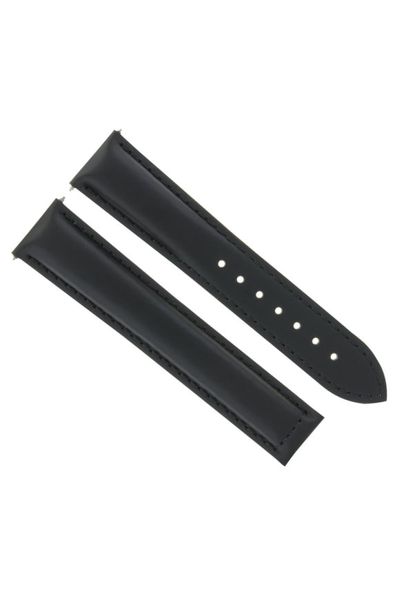 22MM LEATHER STRAP WATCH BAND DEPLOYMENT CLASP FOR ORIS ARTIX SPORT WATCH BLACK