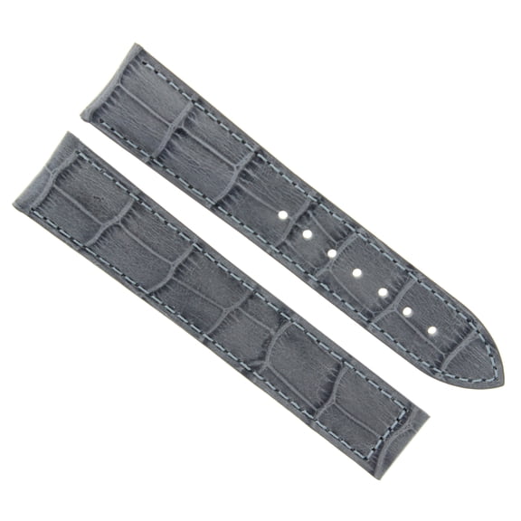 22MM LEATHER STRAP WATCH BAND FOR ZENITH GMT AUTOMATIC WATCH DEPLOY CLASP GREY