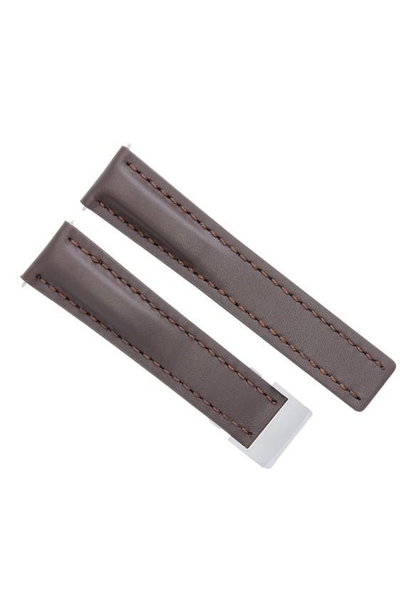 22MM LEATHER WATCH BAND SMOOTH STRAP DEPLOYMENT CLASP BUCKLE FOR BREITLING BROWN