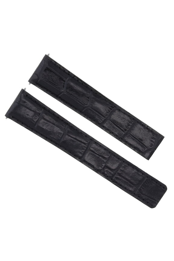 22MM LEATHER WATCH BAND STRAP DEPLOYMENT CLASP BUCKLE FOR BREITLING WATCH BLACK