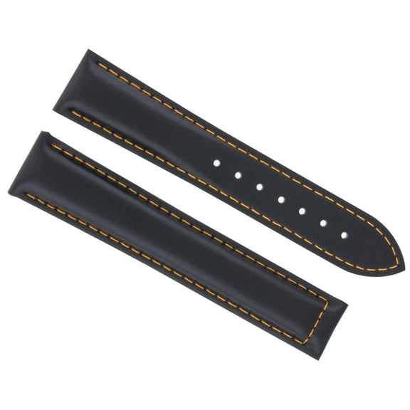 22MM LEATHER WATCH BAND STRAP DEPLOYMENT CLASP FOR IWC PORTUGUESE BLACK ORANGE