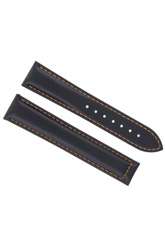 22MM LEATHER WATCH BAND STRAP DEPLOYMENT CLASP FOR IWC PORTUGUESE BLACK ORANGE