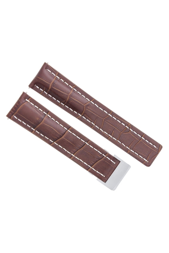 22MM LEATHER WATCH BAND STRAP FOR BREITLING CHRONOMAT DEPLOYMENT CLASP BROWN WS