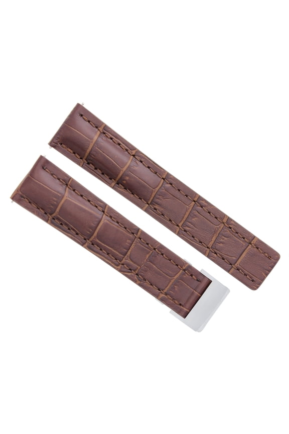 22MM LEATHER WATCH BAND STRAP FOR BREITLING NAVITIMER + DEPLOYMENT BUCKLE BROWN