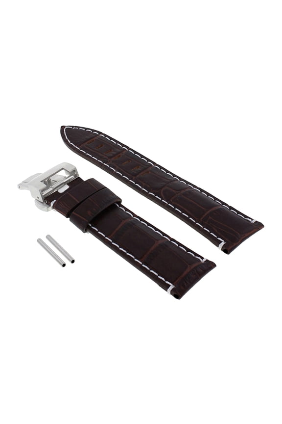 22MM LEATHER WATCH BAND STRAP FOR BREITLING NAVITMER DEPLOYMENT CLASP BROWN WS