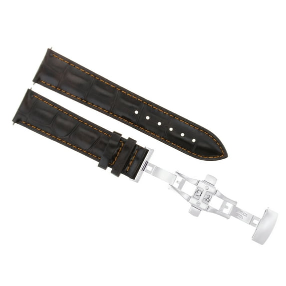 22MM LEATHER WATCH BAND STRAP FOR BULOVA 96A118 96A101 + CLASP D/BROWN ORANGE S