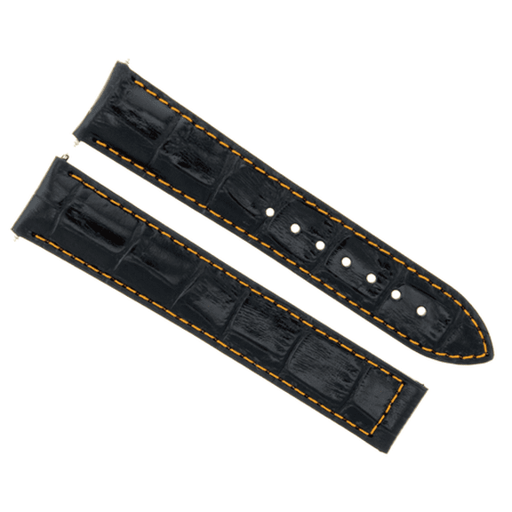 22MM LEATHER WATCH BAND STRAP FOR IWC PILOT PORTUGUESE DEPLOY CLASP BLACK OS