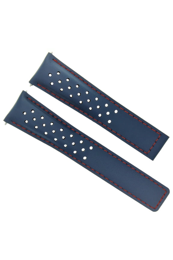 22MM LEATHER WATCH BAND STRAP FOR TAG HEUER CARERRA MONACO F1 PERFORATED BLUE