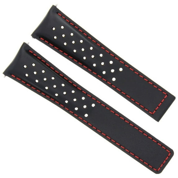 22MM LEATHER WATCH BAND STRAP FOR TAG HEUER CARRERA CALIBER 12 OR 36 BLACK RED S
